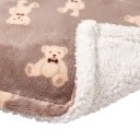 Couverture d'hiver pour bébé marron 100 x 75 cm avec impression de petits ours beige avec un nœud et un dos doux et pelucheux pour envelopper et couvrir le bébé 2