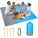 Couverture de plage 200 x 140 cm Imperméable et résistante au sable Pliable avec sac Piquets de fixation et mousqueton Couverture de voyage 1