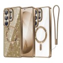 Cover til Samsung Galaxy S24+ med aftagelig glitrende del Understøttelse af magnetisk opladning Håndledsrem Plastisk mobilcover 10