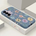Cover til Samsung Galaxy S25 Ultra Silikonecover med tegnede blomster Kamera beskyttelse Mobilcover Blomster 18