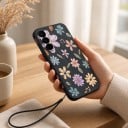 Cover til Samsung Galaxy S26 Silikonecover med håndledssnor Tegnede blomster Linsebeskyttelse Mobilcover Blomster 3