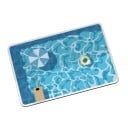 Covoare de baie antiderapante 40 x 60 cm cu imprimeu de piscină cu umbrelă și cerc de înot cu colțuri rotunjite în culoare albastră 1