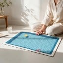 Covoare de podea pentru baie 50 x 80 cm cu desen de bazin cu plăci, cu rață plutitoare și scară roșie în culoare azurie 3
