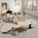 Covoare modern cu model abstract 280 x 180 cm Formă neregulată Fund antiderapant Bej și maro Pentru living și dormitor 5