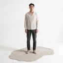 Covor modern cu model abstract 160 x 80 cm Formă neregulată Fund antiderapant Poliester Crem-bej Pentru living și dormitor 5