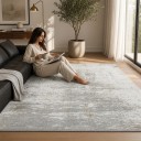 Covor modern cu model melanj pentru living 120 x 80 cm din poliester gri, covor de tip bucată cu model neregulat pentru living și dormitor 4