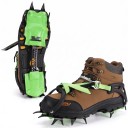 Crampons 14 Teeth 1 Pair Short Front Points 25 mm Manganese Steel Strap Attachment Adjustable Length Green For Ice Snow and Hiking 4