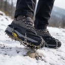 Crampons de inverno com corrente para calçado 19 pontas Tamanho M EU 35–39 Manga elástica em TPE com correntes de aço Pretos 1 par para gelo e neve 2