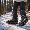 Crampons de inverno com corrente para calçado 19 pontas Tamanho M EU 35–39 Manga elástica em TPE com correntes de aço Pretos 1 par para gelo e neve 4
