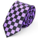 Cravată subțire colorată în carouri 145 x 5 cm Cravată elegantă unisex Cravată modernă cu model Accesoriu de modă pentru bărbați și femei pentru evenimente formale și informale 5