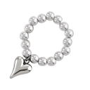 Creative Women's Ring Adjustable Size Bead Design with Heart Pendant Elegant Jewellery for Everyday Wear 3