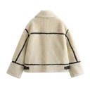 Crème dames winterjas van kunstbont Warme jas met voering Stijlvolle oversized jas met rits Zachte herfstjas met kraag 2
