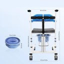 Cric hidraulic albastru pentru pacienți cu tavă și chiuvetă de toaletă Spătarul până la 180° Capacitate 100 kg Înălțime 76-94 cm Oțel carbon roți cu frâne 3