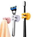 Crochet de salle de bain en silicone, support pour brosse à dents et rasoir, crochet de rangement mural adhésif, organiseur pour rasoir 9