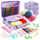 Crochet Set with Yarn and Hooks Complete Set for Handicrafts Knitting Accessories with Case Needles Scissors Tape Measure Accessories 2