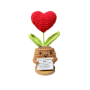 Crocheted Decorative Heart-Shaped Flower 13x5 cm Red Handmade Positive Energy Catcher Valentine's Decoration Gift of Love 1