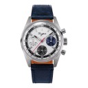 Cronógrafo mecánico de lujo para hombre Carga manual Taquímetro y indicador de 24 horas Caja de 38 mm Acero 316L Cristal de zafiro Correa 4