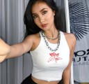 Crop top blanc pour femmes avec impression A1091 5