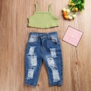 Crop top i dżinsy dziewczęce L1390 5