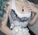 Crop top med flagermuseprint til kvinder 6