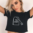 Crop top negru de damă cu imprimeu 5