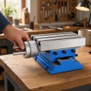 Cross Milling Table Sliding in Two Axes with T-Slots 18.5 x 10.2 cm Cast Iron Blue and Silver For Bench and Table Drill and Milling Machine 2