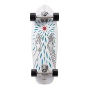 Cruiser skateboard com motivo de estrela vermelha e mãos Comprimento 78,7 cm Trucks prateados Branco com rodas pretas Para andar pela cidade 1