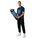 Cruiser skateboard com tema de dragão Comprimento 83,8 cm Trucks prateados Azul com riscas rosas e rodas pretas Para cidade e ciclovias 5