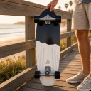 Cruiser skateboard con naso e coda rialzati Lunghezza 82,6 cm Grip antiscivolo Bianco e nero con ruote nere Per la città e le piste ciclabili 6