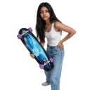 Cruiser skateboard cu motiv de valuri albastre Lungime 81,3 cm Truckuri argintii Negru cu roți violet 6