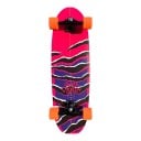 Cruiser skateboard S černým žíhaným vzorem Délka 82,6 cm Protiskluzový grip Růžovofialový s oranžovými koly Na město a cyklostezky 1