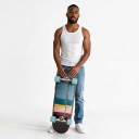 Cruiser skateboard S con motivo astratto Lunghezza 78,7 cm Truck argentati Colorato con ruote blu Per andare in città e su piste ciclabili 3