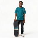 Cruiser skateboard S kicktail en wielen 70 mm Lengte 78,7 cm Antislip grip Grijsblauw met oranje wielen Voor de stad en trottoirs 5