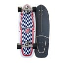 Cruiser skateboard S modrobielym kockovaným vzorom Dĺžka 78,1 cm Protisklzový grip Biely s čiernymi kolesami Na mesto a chodníky 1