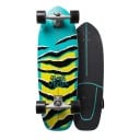 Cruiser skateboard S pruhovaným vzorom Dĺžka 78,7 cm Protisklzový grip Modro-čierny a žltý s čiernymi kolami Na mesto a cyklotrasy 1