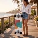 Cruiser skateboard színes blokkokkal Hossza 81,3 cm Ezüst truckok Fehér fekete kerekekkel Városi és kerékpárutakon való használatra 4