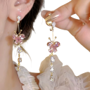 Crystal Butterfly Drop Earrings with Zircon Stones Elegant and Luxurious Design for Women, Long Trendy and Lightweight Earrings 2