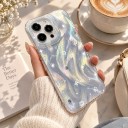Csillogó gyöngyház hátlap Samsung Galaxy A56 5G-höz csillagmintával és bordázott szélekkel Gyöngyház fehér átlátszatlan hátlap Telefonvédő 2