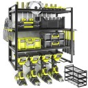 Čtyřpatrový úložný stojan na nářadí s 20 otvory na šroubováky a 7 otvory na kleště nosnost 50 kg 40 x 20 x 31 cm černý do garáže i dílny 1