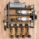 Čtyřpatrový úložný stojan na nářadí s 20 otvory na šroubováky a 7 otvory na kleště nosnost 50 kg 40 x 20 x 31 cm černý do garáže i dílny 4