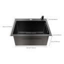 Cuba de cozinha moderna 40 x 45 x 20 cm em aço inoxidável 201 com acabamento nano, dispensador de detergente e escorredor preto 4