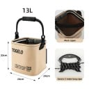 Cubeta de pesca 13 l plegable recipiente portátil 24 × 24 × 22 cm material EVA con tapa de cremallera y cuerda para pescar y actividades al aire libre 4