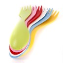Cubiertos de viaje 3 en 1 Cuchara, tenedor y cuchillo en una sola pieza Juego de 6 unidades Cubiertos de plástico de doble cara de 18 cm de longitud 2