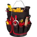 Cubo para herramientas de jardinería con compartimentos, bolsa para electricistas y aficionados al bricolaje, organizador de herramientas multiusos, kit portátil con asa 2