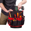 Cubo para herramientas de jardinería con compartimentos, bolsa para electricistas y aficionados al bricolaje, organizador de herramientas multiusos, kit portátil con asa 5