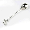 Cucchiaino da tè con foglie decorative per caffè e tè Maniglia terminata con un rametto Design elegante Ciotola arrotondata Lunghezza 12 cm 1