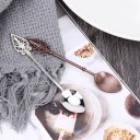 Cucchiaino da tè in stile vintage per caffè e tè Estremità decorativa traforata Manico attorcigliato Ciotola ovale Lunghezza 11,6 cm Lega metallica 6