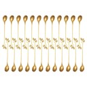 Cucchiaio da tè lungo in acciaio inossidabile con manico decorativo a forma di foglia Set di cucchiaini da dessert per caffè tè gelato frutta Posate eleganti 24 pezzi 1