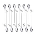 Cucharas de té largas de acero inoxidable con mango decorativo en forma de hoja, cucharas de postre para café, té, helado, fruta, cubiertos elegantes, 12 unidades 2