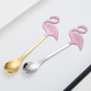 Cucharita de té con flamenco rosa Para mezclar café y té Adorno plano con detalles grabados Acero inoxidable Longitud 13,1 cm Cuenco ovalado 3